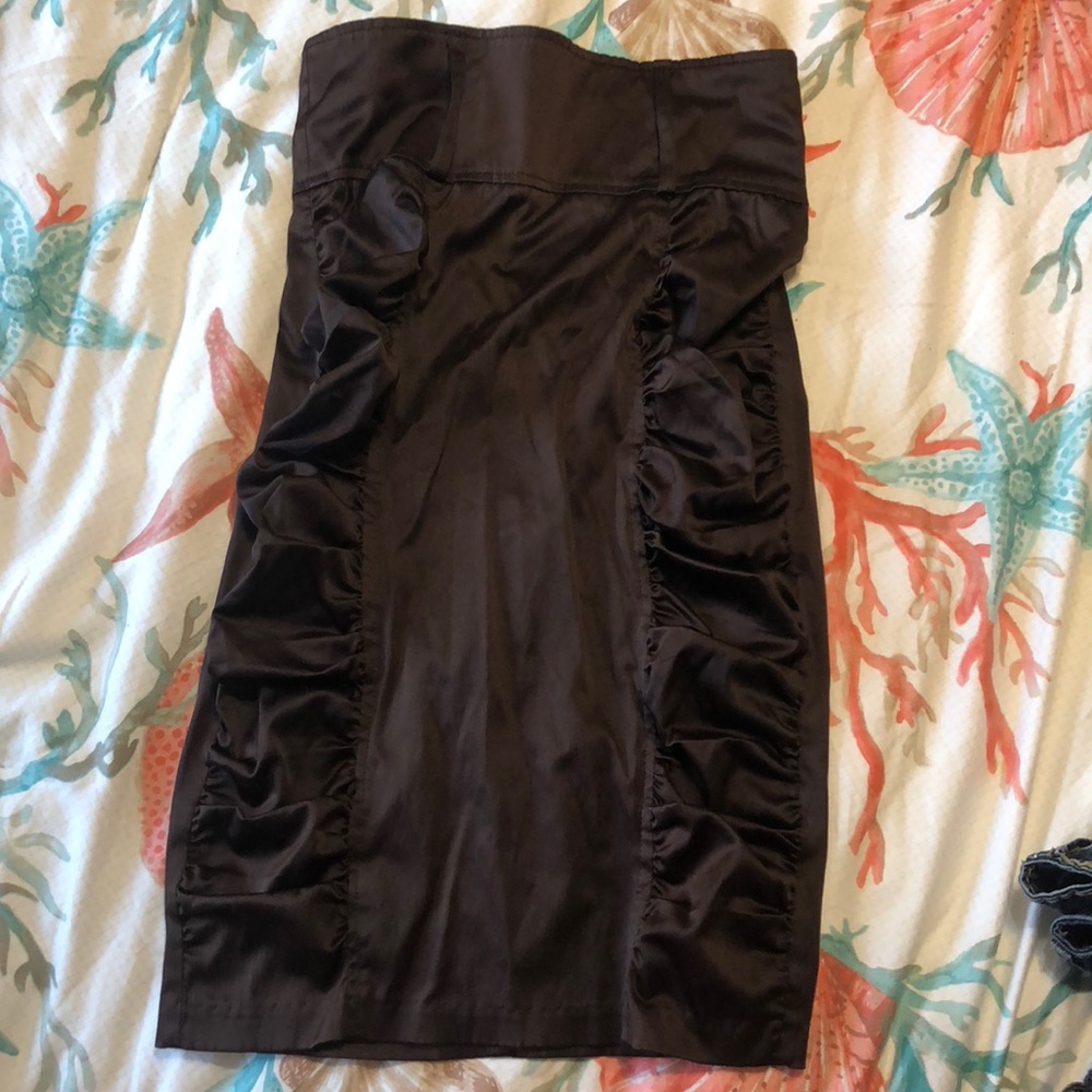 Beautiful Brown Satin Like Pencil  Zip Up Skirt